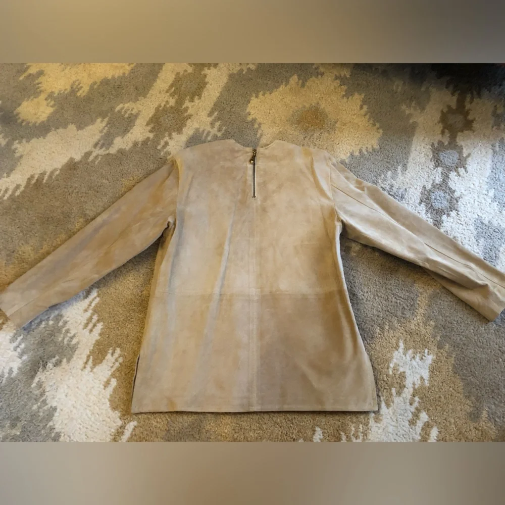 Erez Levy Saks Fifth Avenue Beige Suede Learher Skirt And Top Set Sz 4 Vintage! - Picture 9 of 16